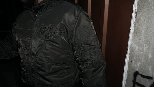 ANOTHER ICON, HACKED. SLAM JAM X ALPHA INDUSTRIES MAKE THEIR CWU-45 HERITAGE BOMBER JACKET.